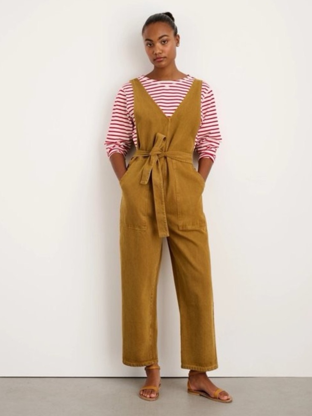 Alex Mill Ollie Overalls Boilersuit Coveralls Golden Khaki Size Small Tie Waist